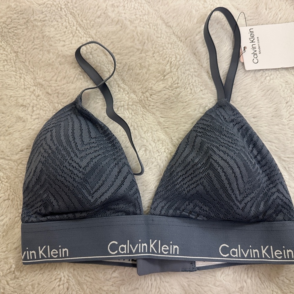 Calvin Klein Dark Charcoal Zebra-Textured Bralette